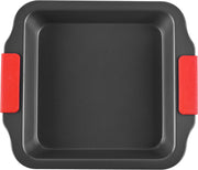 Zuvo Non-Stick Cake Tray with Red Silicone Handles | Large Baking Case for Mould Equipment Bakeware Used for Egg Cupcake mini Lasagne Cups Baked Oatmeal Cups (Black)