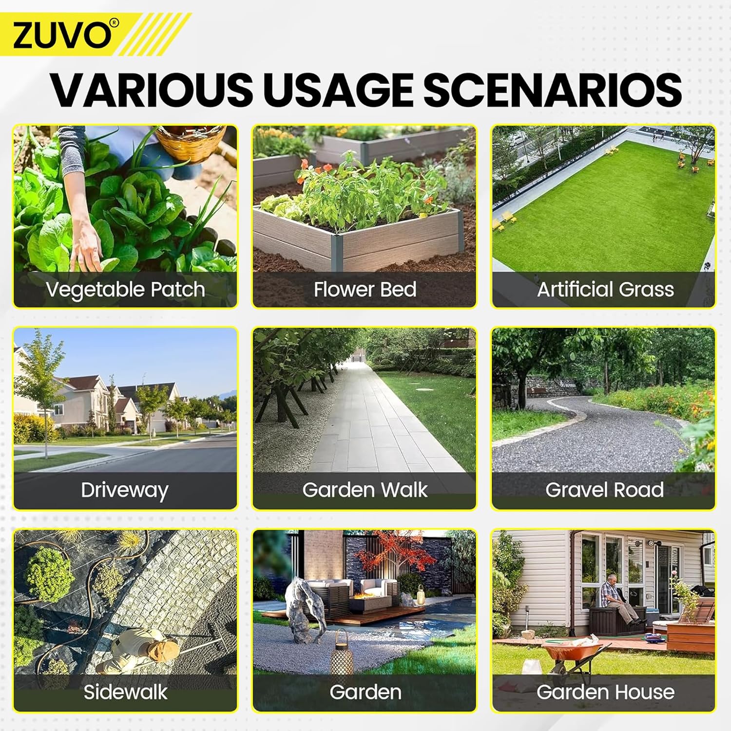 Zuvo Weed Control Membrane - 1M x 10M - Durable Garden Membrane to End Weed Growth - 100gsm - UV stabilised Weed Membrane Landscape Fabric for Gardens, Flower Beds, Any Outdoor Area