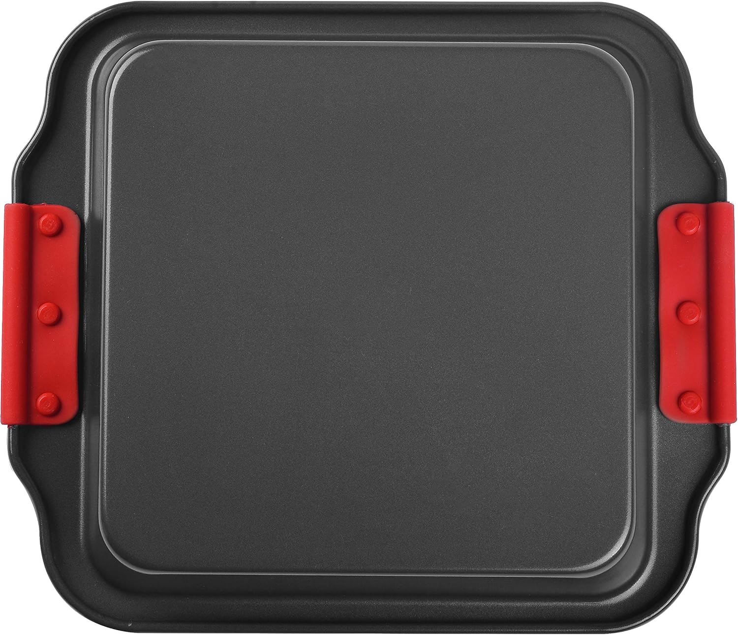 Zuvo Non-Stick Cake Tray with Red Silicone Handles | Large Baking Case for Mould Equipment Bakeware Used for Egg Cupcake mini Lasagne Cups Baked Oatmeal Cups (Black)