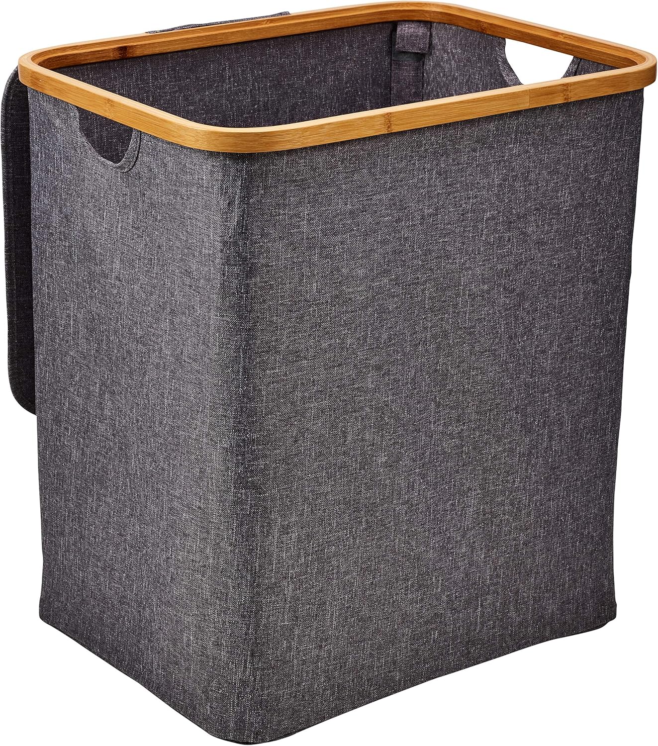 Collapsible Multipurpose Laundry Basket | Bamboo Wood and Linen Made Laundry Basket| Collapsible Laundry Hamper Made from Wood and Fabric (Grey)