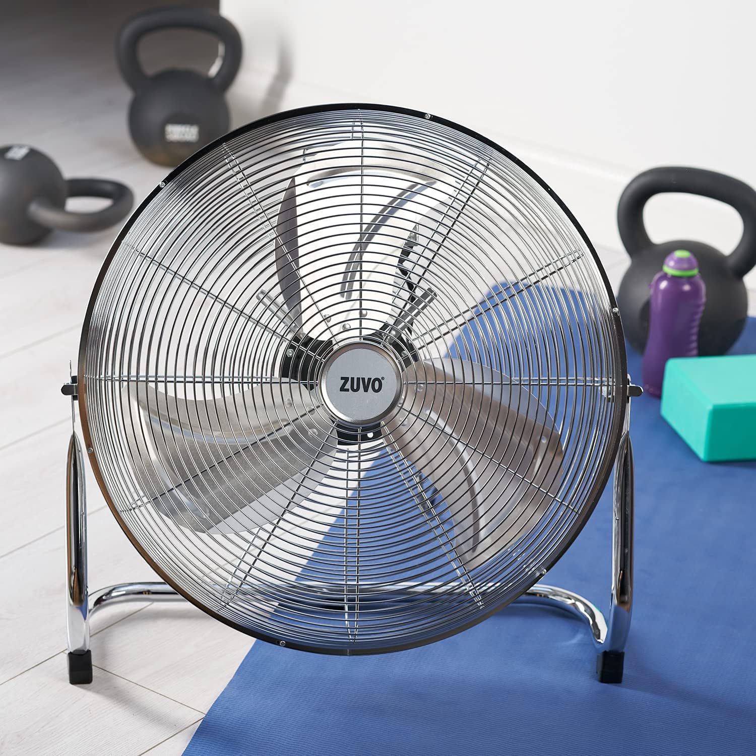 Zuvo 20in High Velocity Floor Fan 3 Speed Heavy Duty Metal Chrome