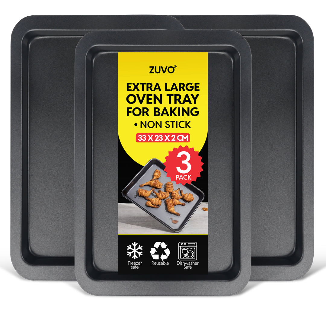 Zuvo Baking Trays (3 Pack)  – 32cm Oven Trays for Baking