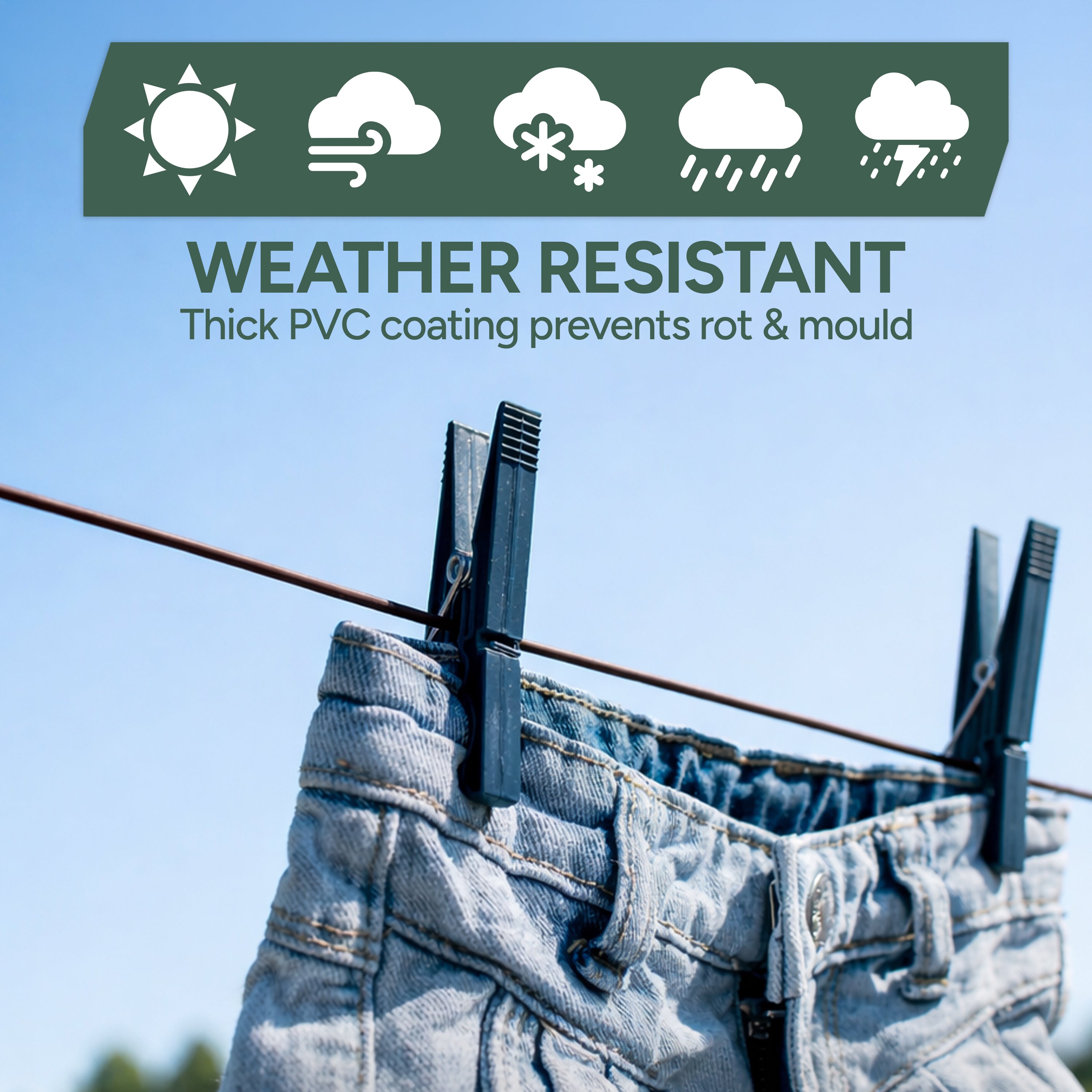 Zuvo 30m Outdoor Washing Line Heavy Duty Polyester Clothes Line Rope