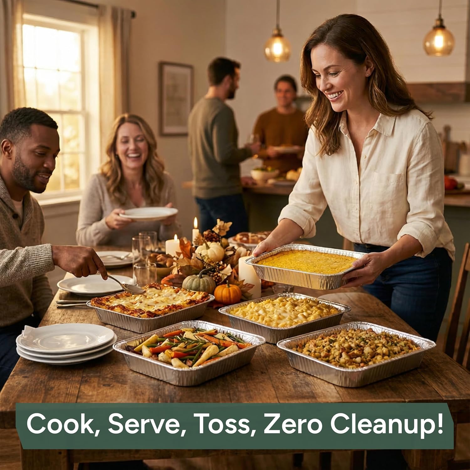 Zuvo | 10 x Large Foil Aluminium Trays 32x26x7cm | Heavy-Duty Oven & BBQ Pans