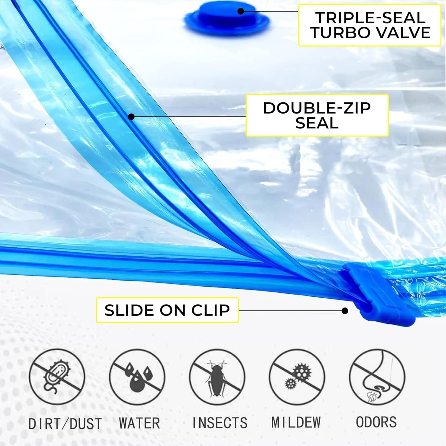 Zuvo Large Vacuum Storage Bags 5 Pack with Pump Reusable Airtight Saver