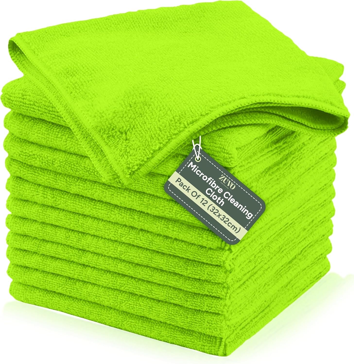 Zuvo Microfibre Cloth Pack of 12 Green 32x32cm