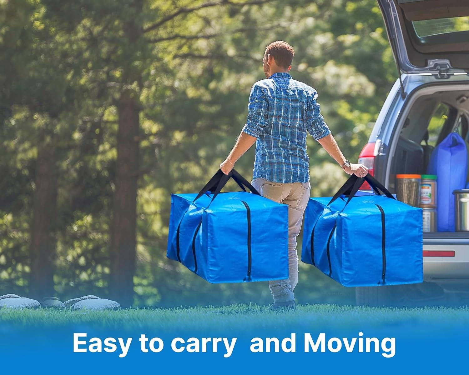 Zuvo Extra Large Moving & Storage Bags 4 Pack Waterproof with Zips 73x36x36