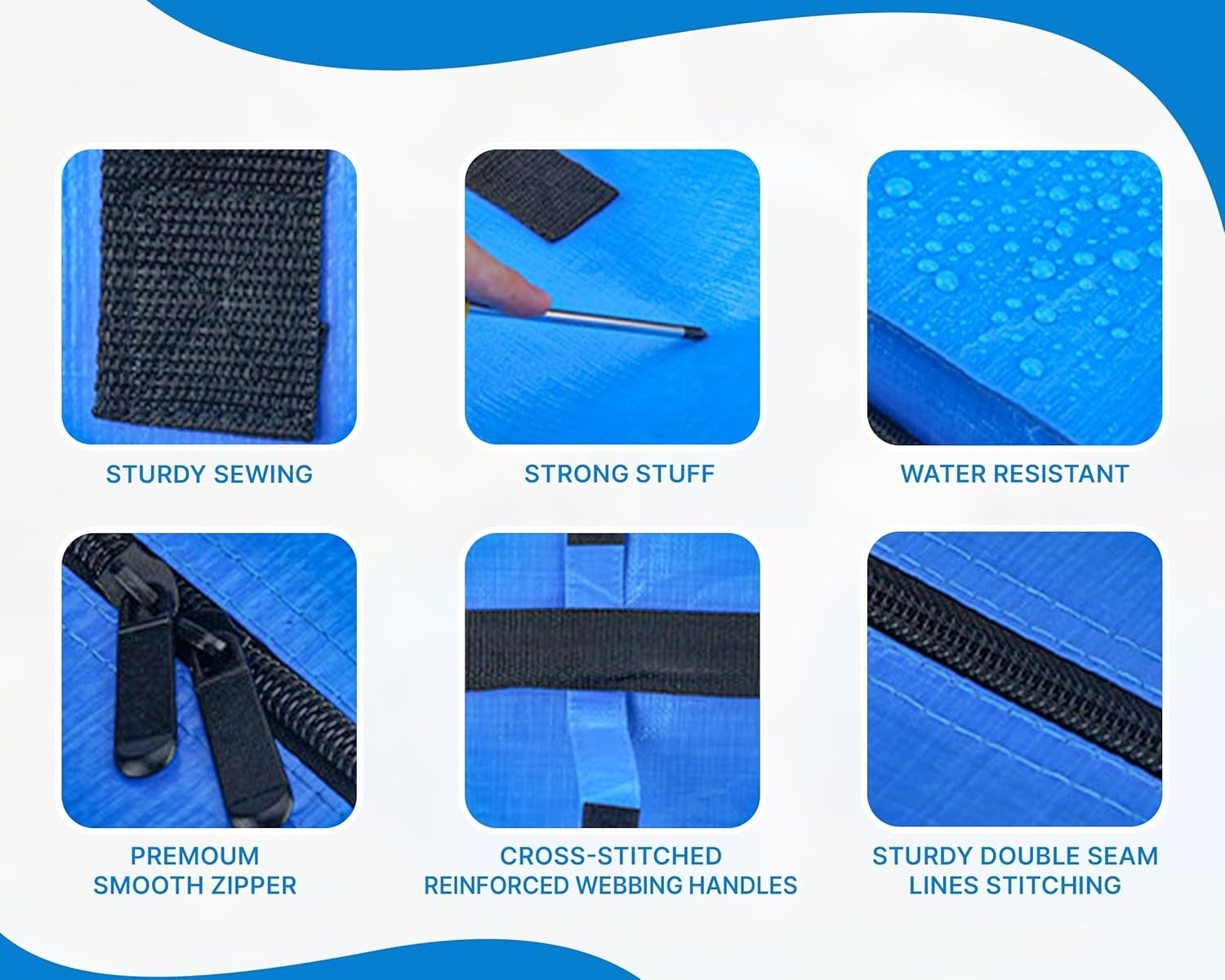 Zuvo Extra Large Moving & Storage Bags 4 Pack Waterproof with Zips 73x36x36