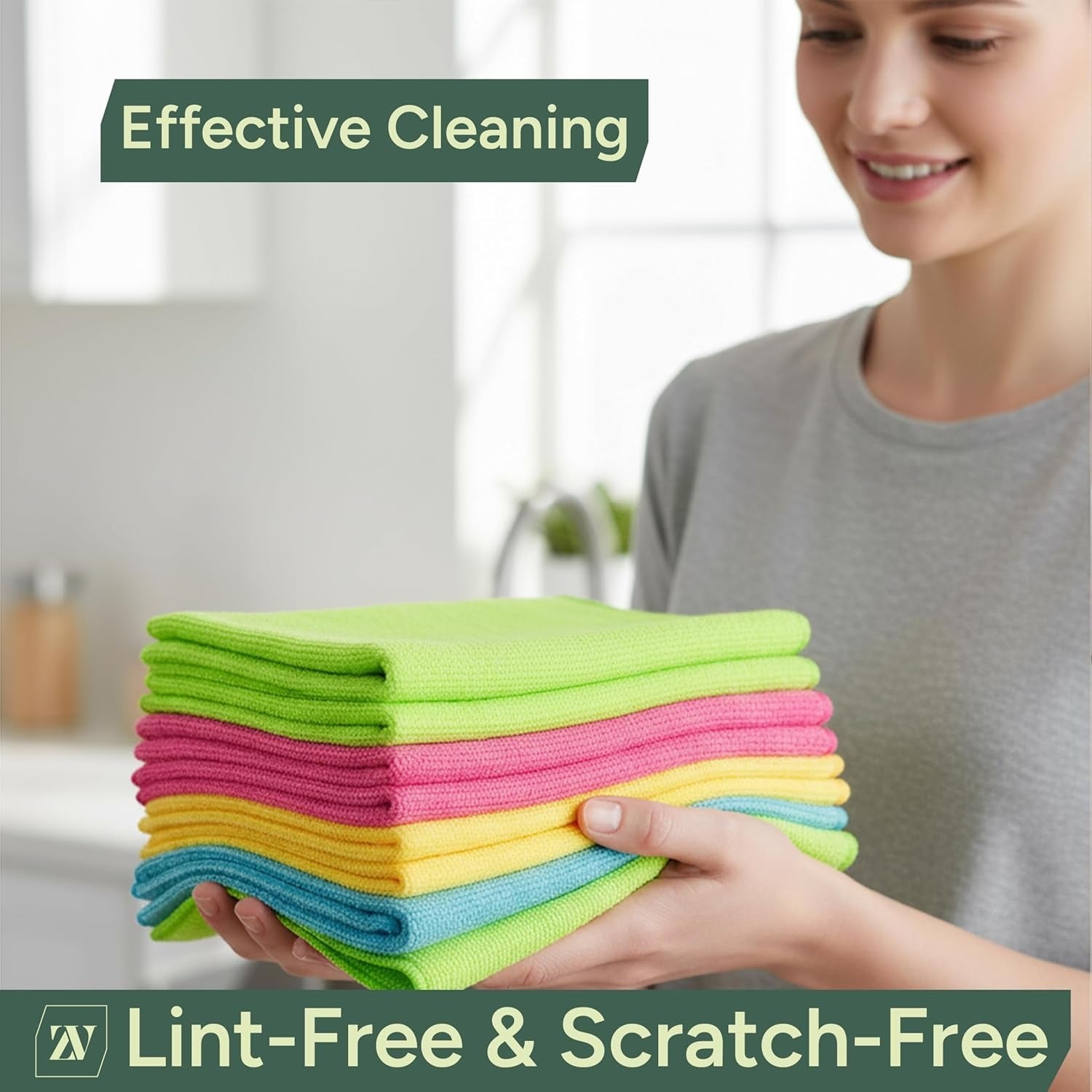 Zuvo Microfibre Cloths 12 Pack 32x32cm Lint Free Multi Colour Cleaning