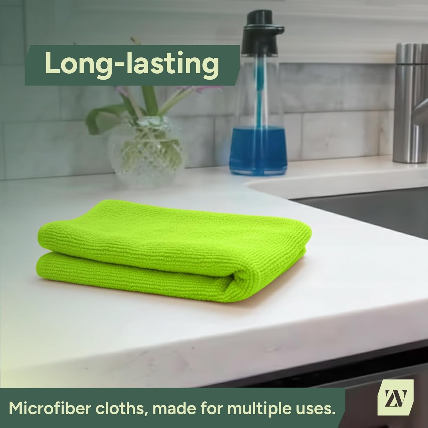 Zuvo Microfibre Cloth Pack of 12 Green 32x32cm