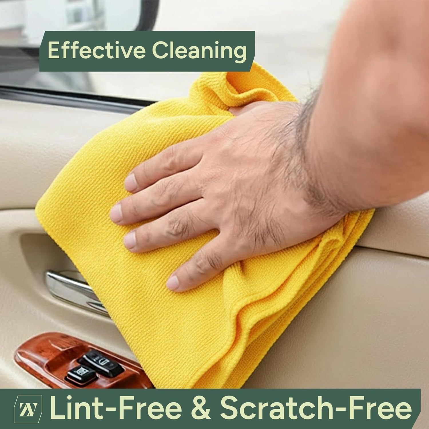 Zuvo Microfibre Cloths 12 Pack 32x32cm Yellow Lint Free Cleaning Rags