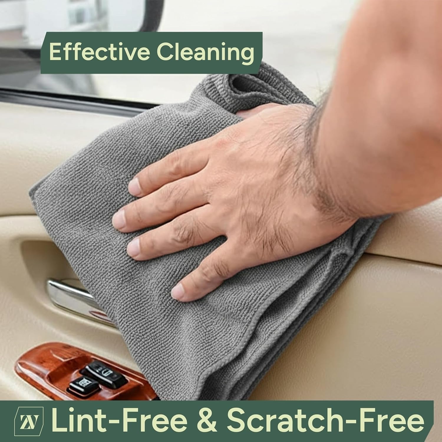Zuvo Microfibre Cloths 12 Pack 32x32cm Grey Lint Free Cleaning Rags
