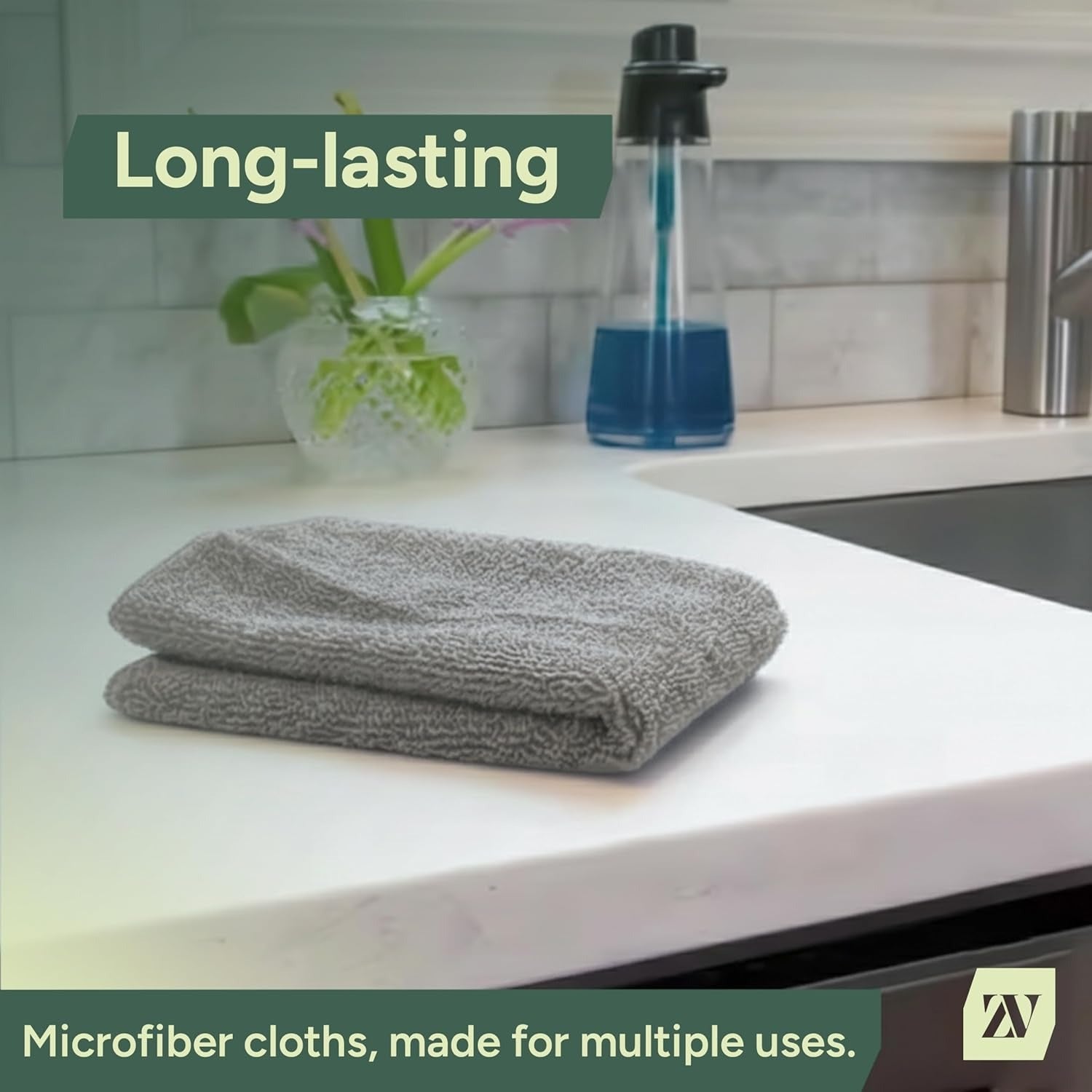 Zuvo Microfibre Cloths 12 Pack 32x32cm Grey Lint Free Cleaning Rags