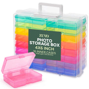 Zuvo Photo Storage Box with 16 Coloured Cases and Removable Dividers