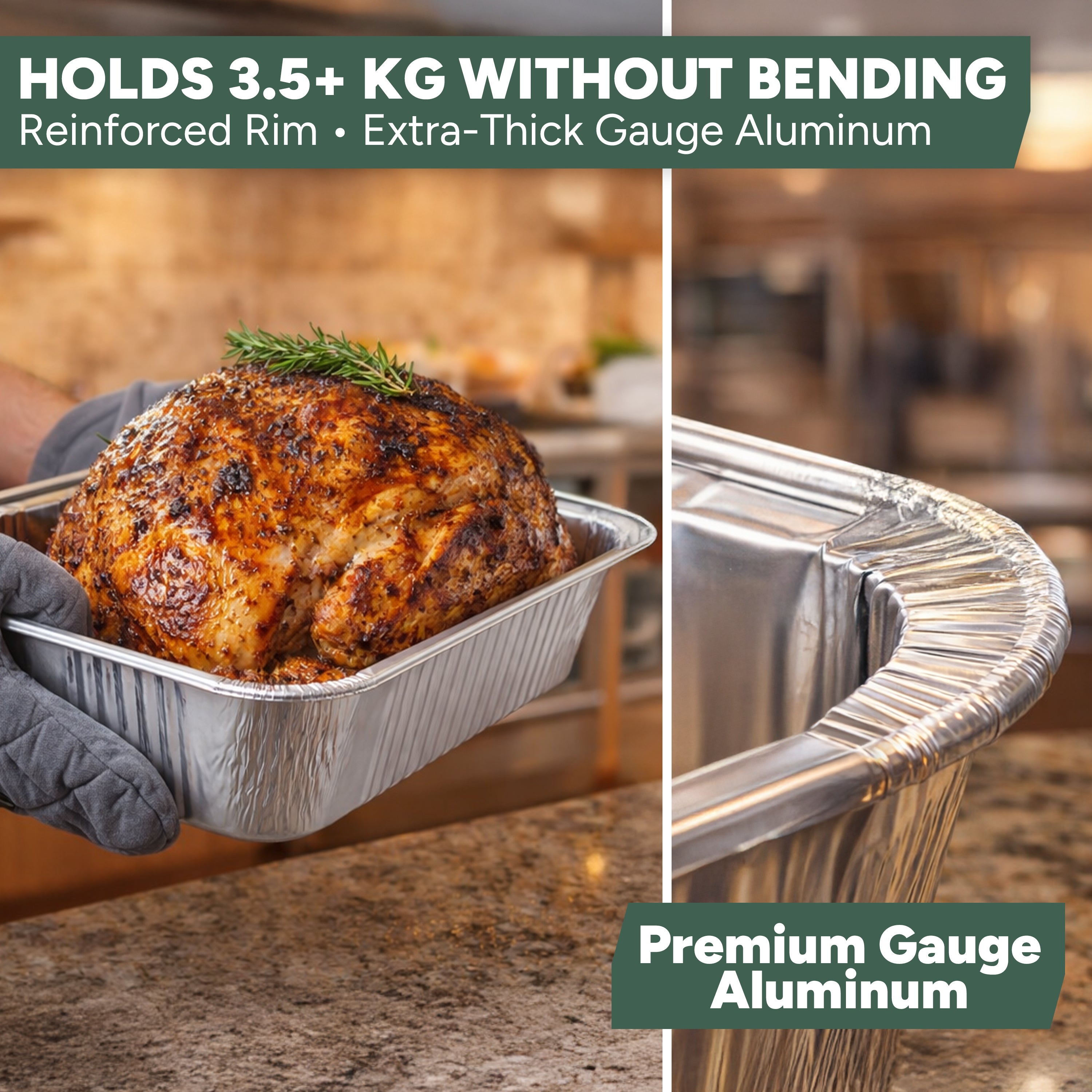 Zuvo 20 Pack Deep Aluminium Foil Trays with Paper Lids 24.8x24.8x5.5 cm