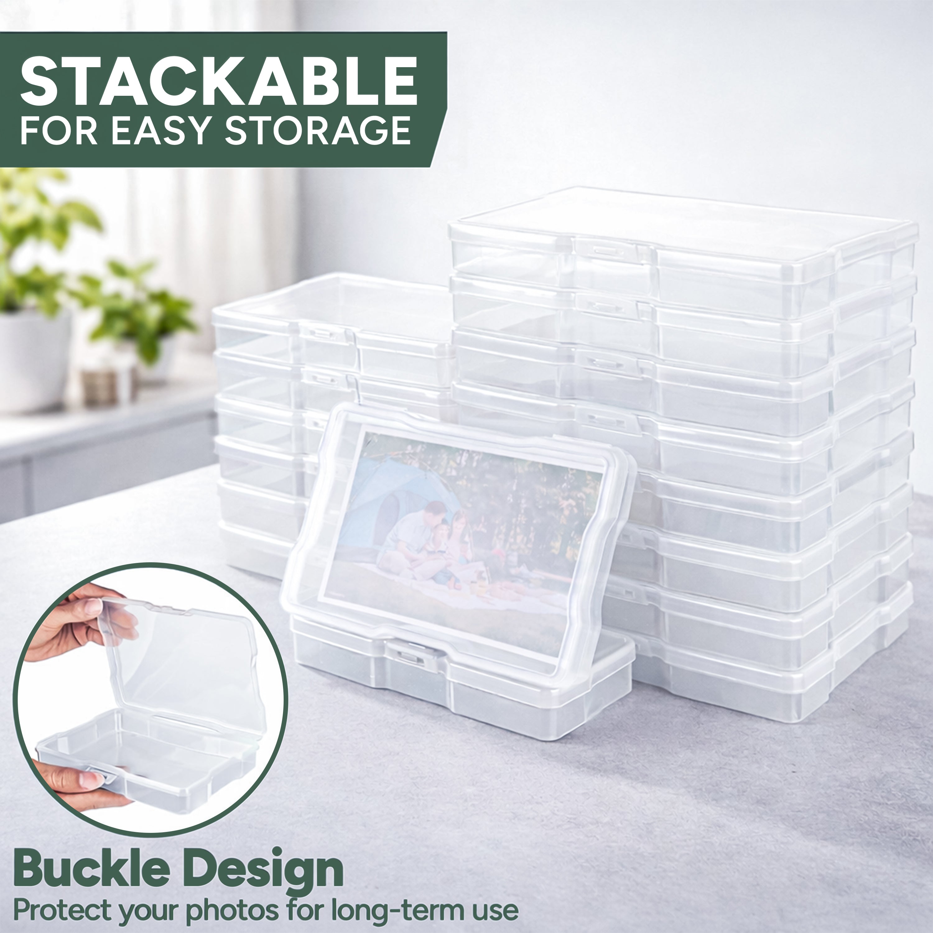 Zuvo Plastic Photo Storage Box with 16 Cases and Removable Dividers