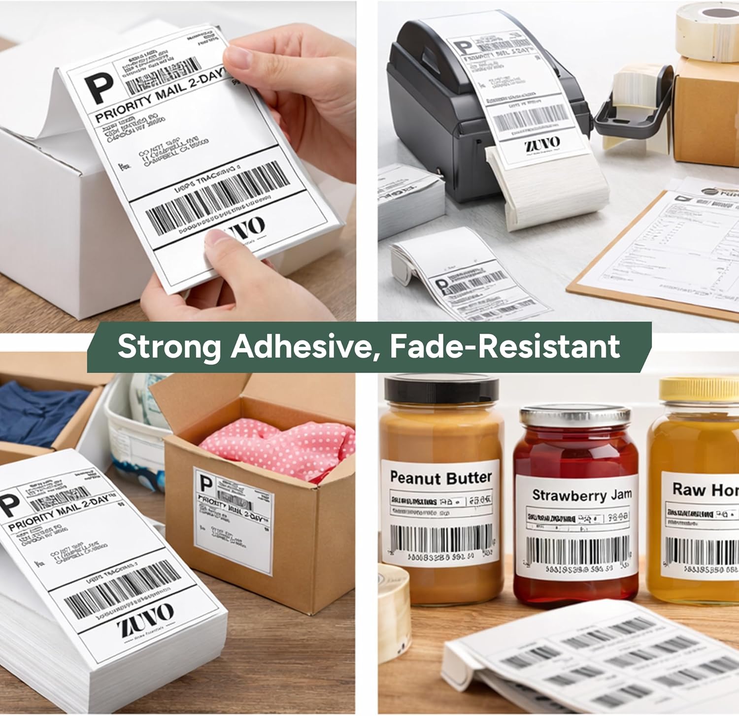 Zuvo 6x4 Thermal Shipping Labels | Direct Thermal Printer Labels 500 Pack | Self Adhesive Fanfold Paper
