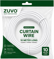 Zuvo Net Curtain Wire Kit, 10m White, 20 Hooks & Eyes, 5 Windows