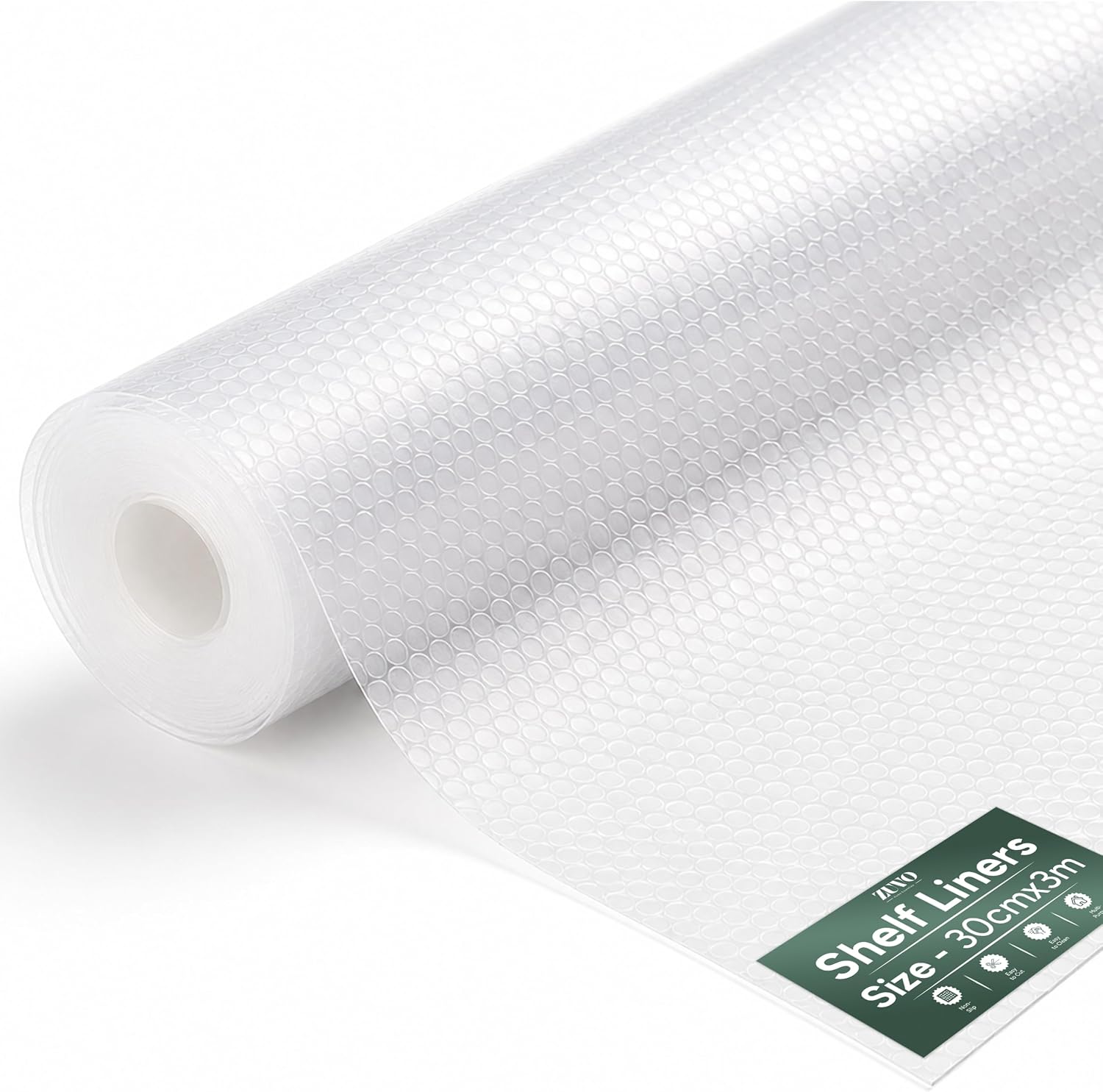 Zuvo Shelf Liner Non Slip Drawer Cupboard Mat 30cm x 3m Waterproof Roll