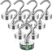 Zuvo Heavy Duty Magnetic Hooks 10 Pack – Strong Neodymium Magnet Hooks (22lb/10kg) for Cruise Cabins, Kitchen, Fridge, Wall, Ceiling, Garage, Van – Rust-Resistant Metal Hook for Hanging & Organising