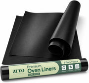 Zuvo Oven Liners for Fan Assisted Ovens 32x50cm, Non-Stick Reusable 2-Pack | Oven Bottom Protector, PTFE Fibreglass, Heat Resistant to 260°C, Dishwasher Safe, Trimmable, Electric & Gas Compatible