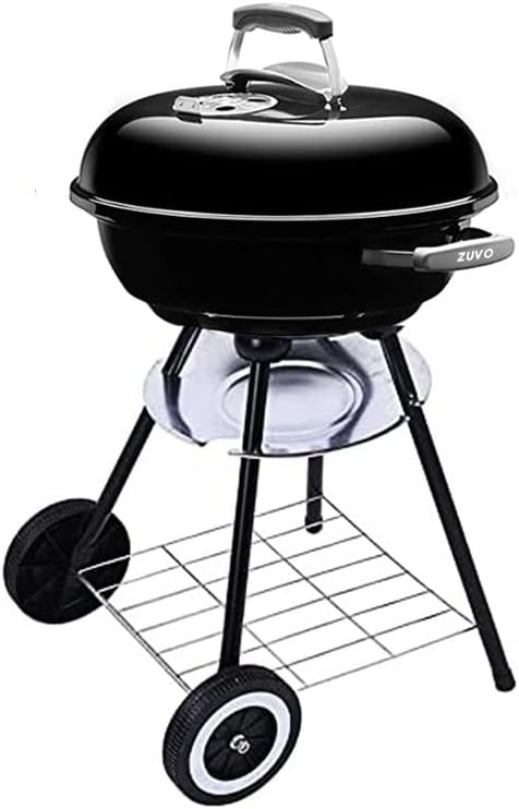 43cm Portable Charcoal Kettle BBQ Grill with Wheels & Thermometer