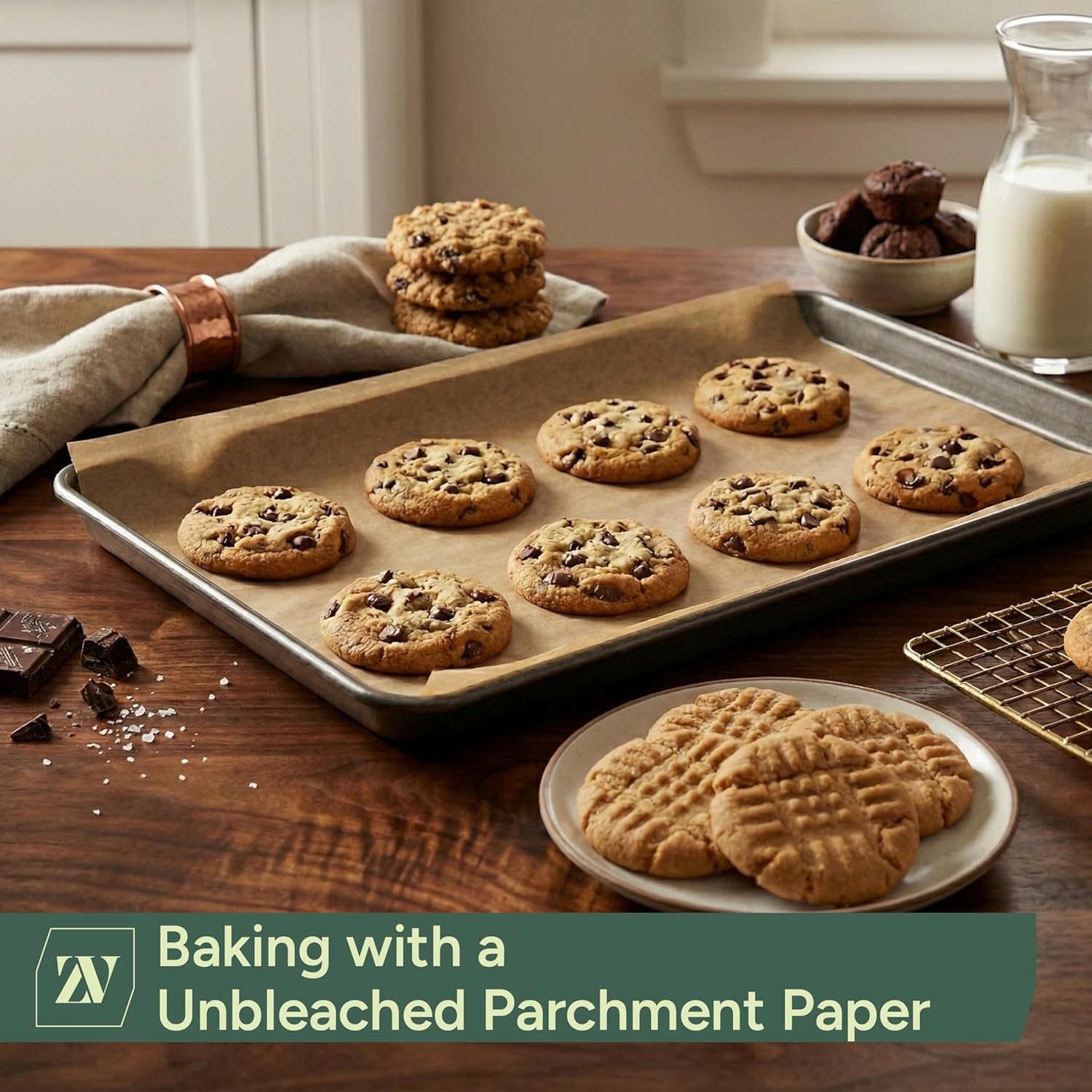 Zuvo Parchment Paper Roll, Greaseproof Baking Paper, Air Fryer & Oven Liner | Non-stick unbleached greaseproof, oven/microwave/air fryer/freezer safe -55°C to 230°C, 13.7m x 30.4cm roll, cut-to-size