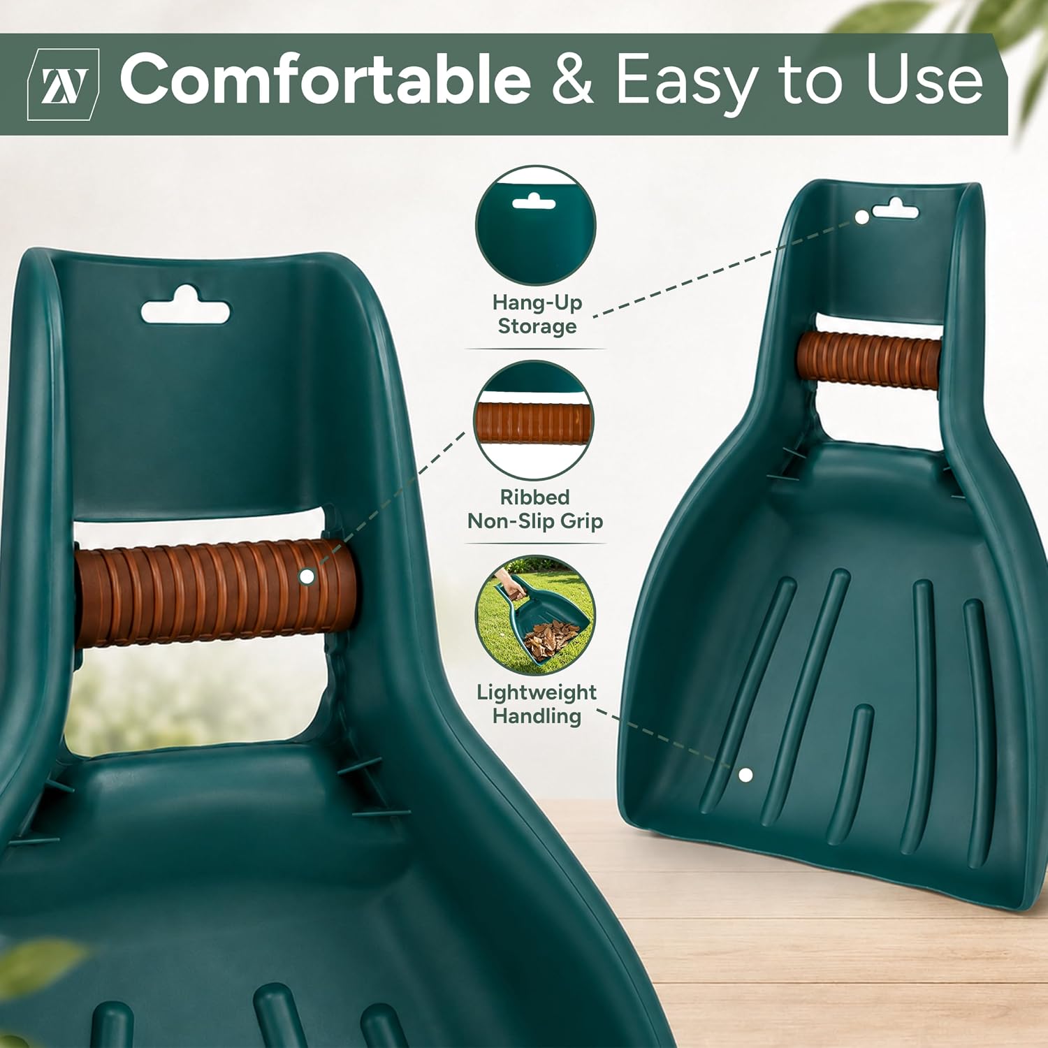 Zuvo Heavy Duty Garden Leaf Grabbers, Leaf Scoops, Set of 2