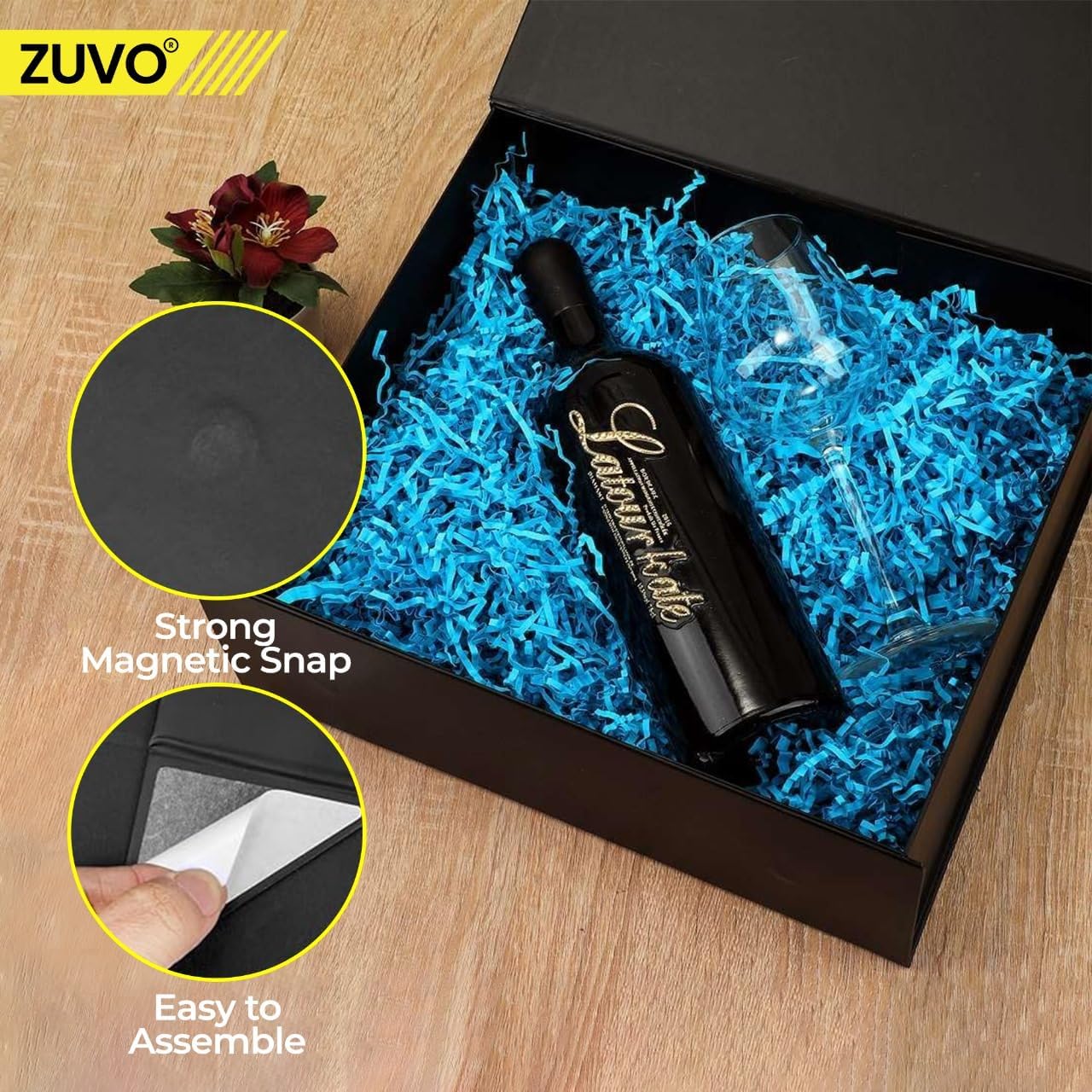 Black Magnetic Gift Box with Ribbon - Elegant Gift Box for Weddings, Birthdays, and Anniversaries - Premium Quality, 31x22x10 CM - 1 Pack
