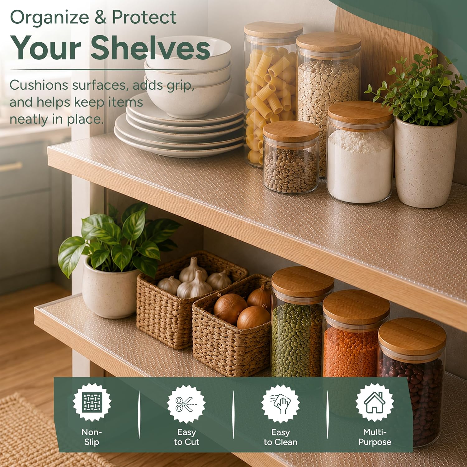 Zuvo Shelf Liner Non Slip Drawer Cupboard Mat 30cm x 3m Waterproof Roll