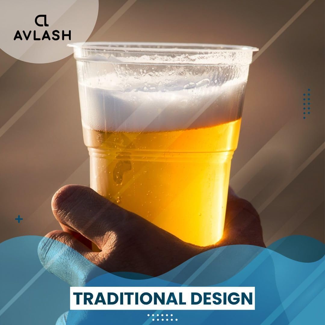 AVLASH® Pack of 50 Clear Plastic Half Pint Glasses – 330ml Disposable Drinking Cups – Recyclable Plastic Tumblers for Parties, Events, BBQs, Catering, Weddings, Outdoor & Everyday Use