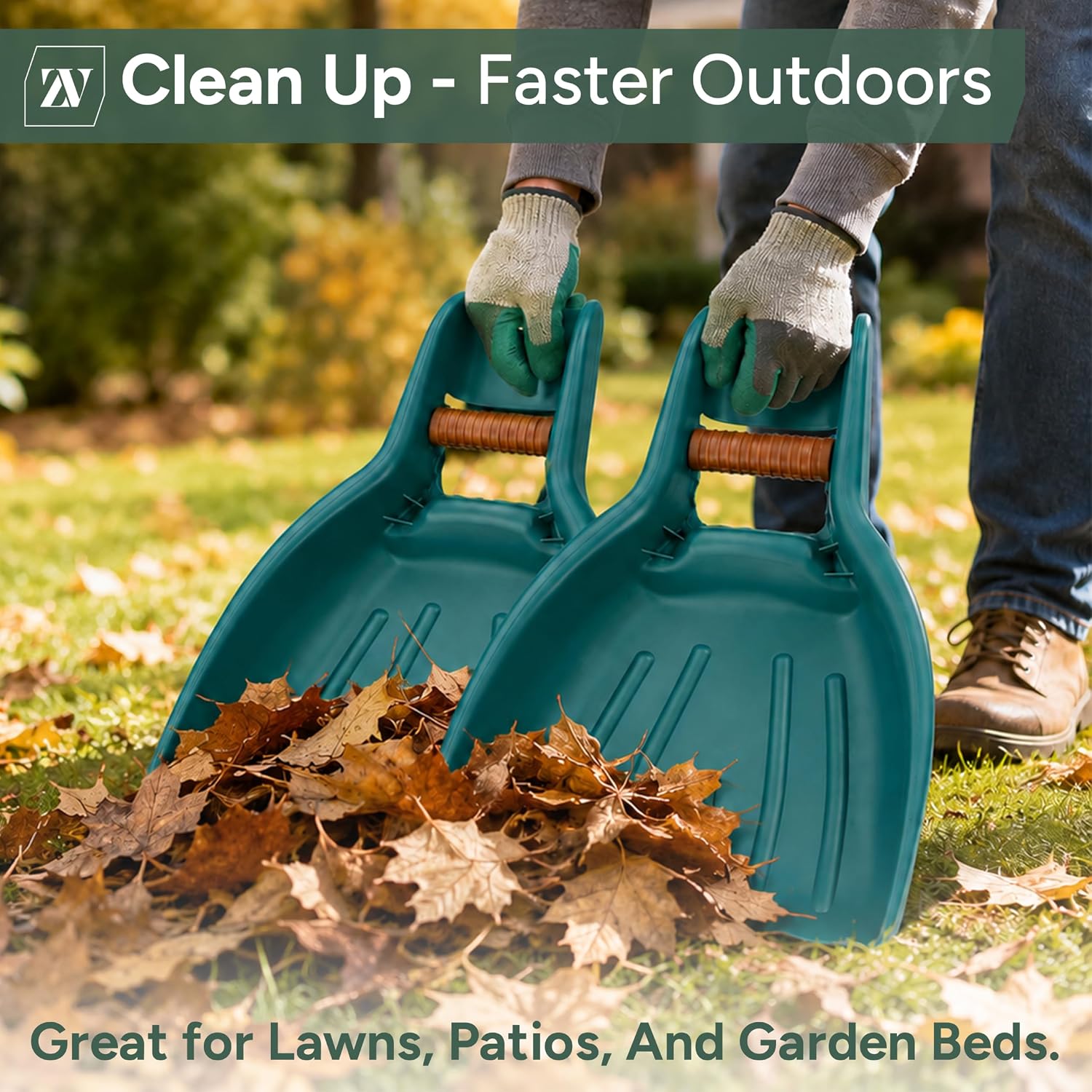 Zuvo Heavy Duty Garden Leaf Grabbers, Leaf Scoops, Set of 2