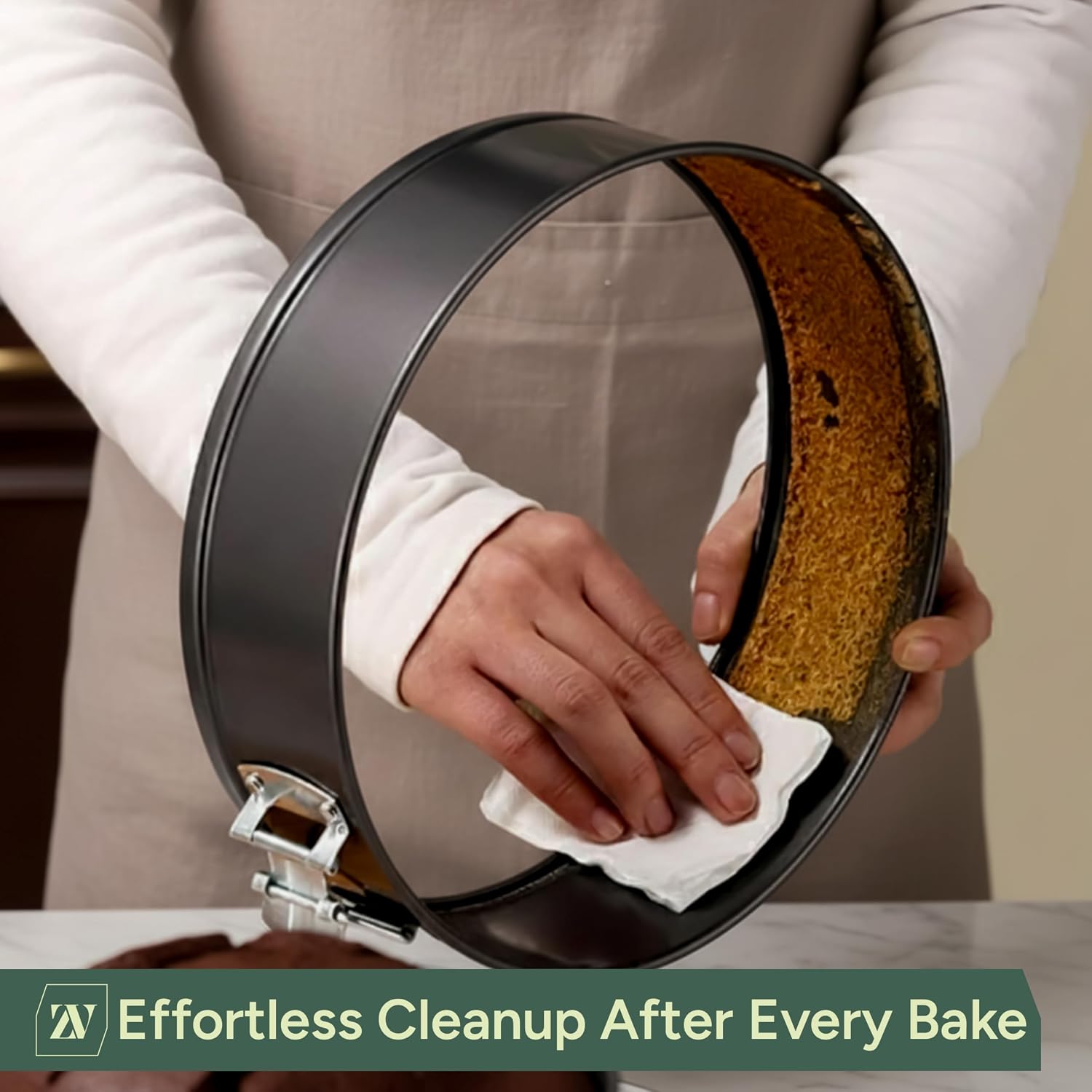 Zuvo Springform Cake Tin 9 Inch/23cm, Non-Stick Round Baking Pan Loose Base | Carbon Steel, Cheesecake Tin, Easy Clip Release, Oven/Fridge/Freezer Safe, Leak-Resistant, 23cm/9in Round Cake Tin for Baking