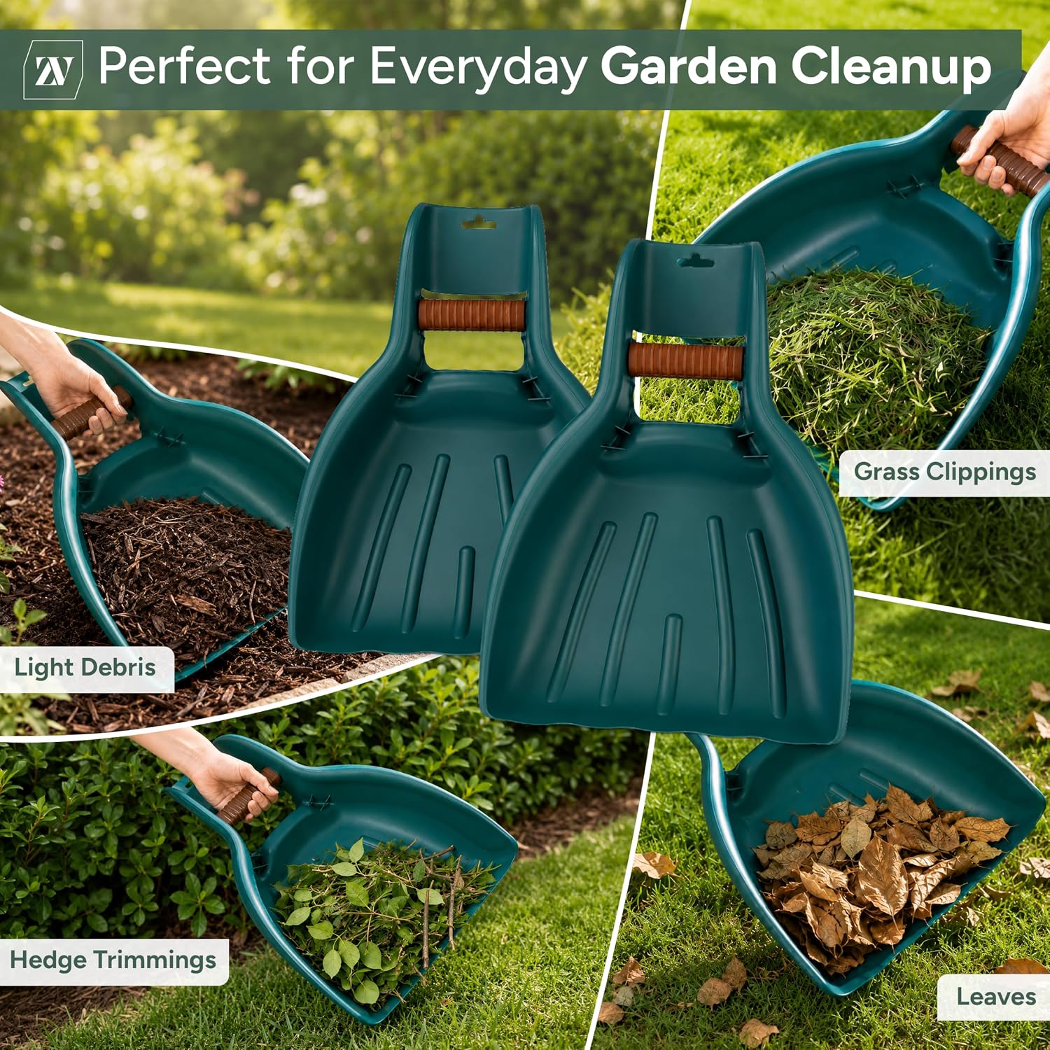 Zuvo Heavy Duty Garden Leaf Grabbers, Leaf Scoops, Set of 2