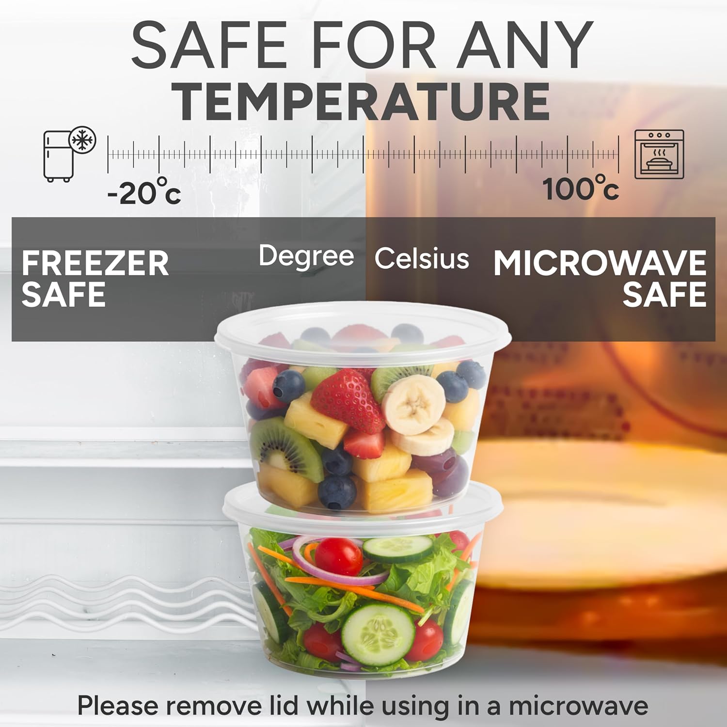 AVLASH® 450ml Food Containers with Lids, 50 Pack, Reusable & Leakproof