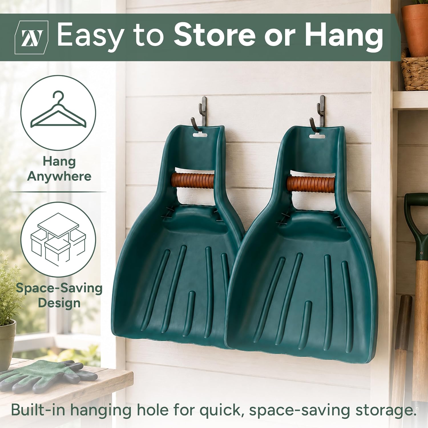 Zuvo Heavy Duty Garden Leaf Grabbers, Leaf Scoops, Set of 2