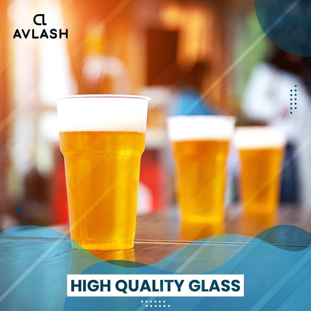 AVLASH® Pack of 50 Clear Plastic Half Pint Glasses – 330ml Disposable Drinking Cups – Recyclable Plastic Tumblers for Parties, Events, BBQs, Catering, Weddings, Outdoor & Everyday Use
