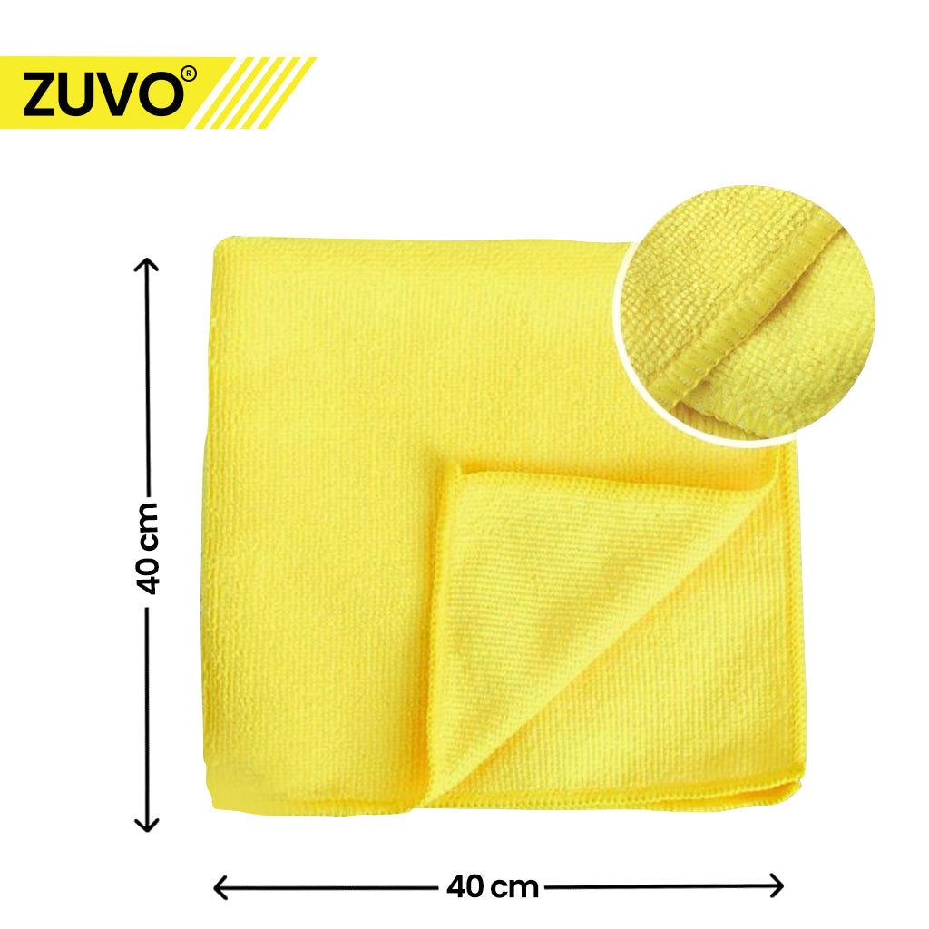 Zuvo Microfiber Cloth for Daily Cleaning - Pack of 12-32 x 32 cm - Multi Purpose Microfiber Cleaning Cloth Kithcen, Car, Glass - Yellow