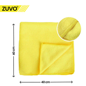 Zuvo Microfiber Cloth for Daily Cleaning - Pack of 12-32 x 32 cm - Multi Purpose Microfiber Cleaning Cloth Kithcen, Car, Glass - Yellow