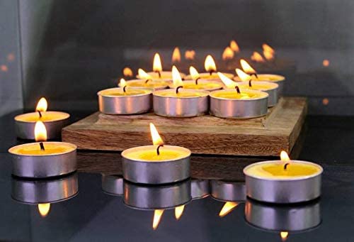 Zuvo [ 100 Pack] Tea Light Candles 8 Hour Burn Time White Unscented 3.8cm x 2.3cm 23g