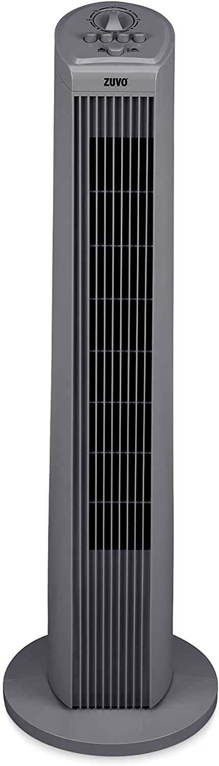 ZUVO 30" Oscillating 3 Speed Portable Tower Fan(Grey)