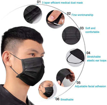 Load image into Gallery viewer, Extra Value 3 Layer Face Masks For Adults Disposable Masks Black Pack Of 100
