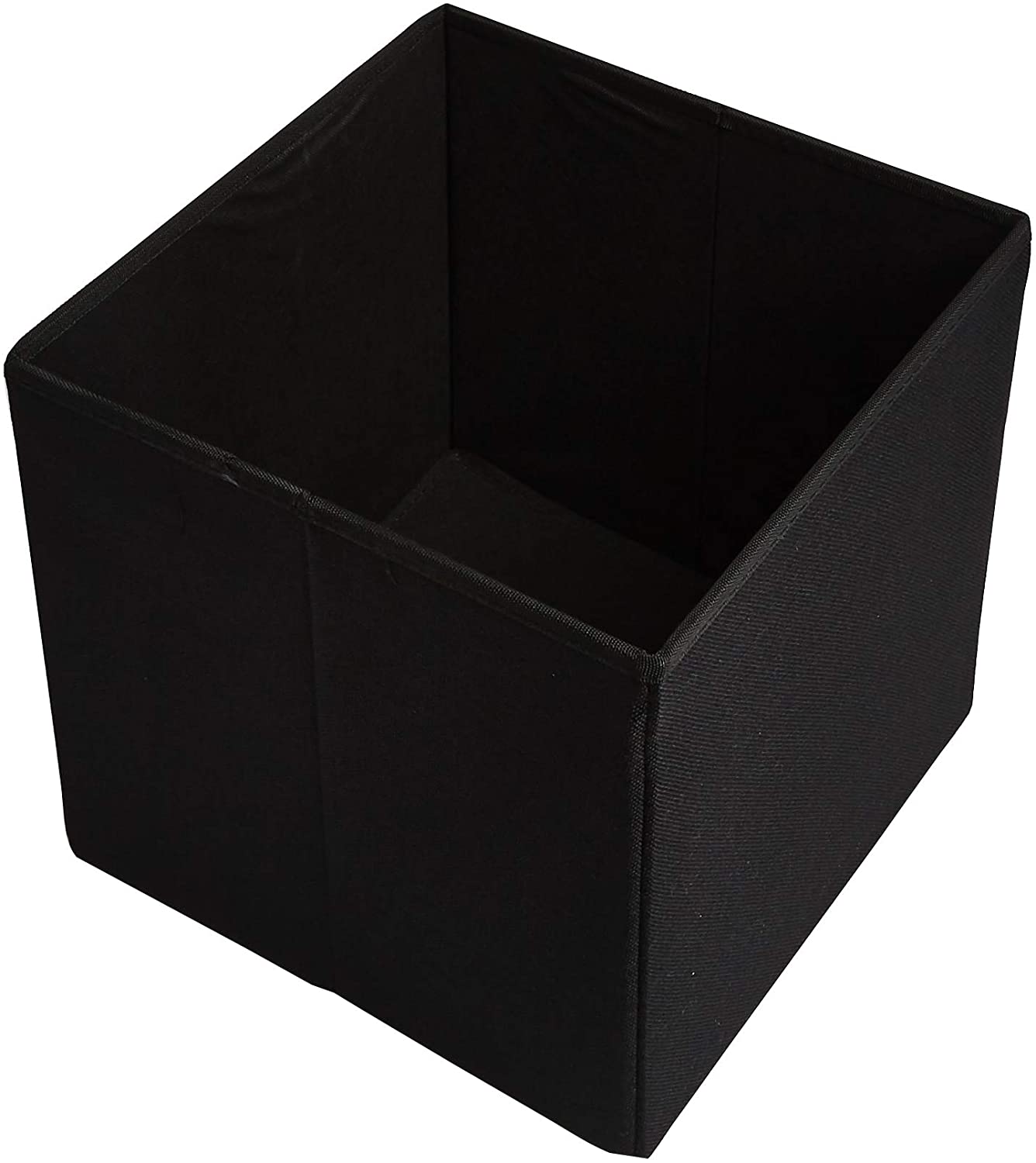 Zuvo Storage Ottoman Fold able Stool Chair and Box in Fabric toy box  (Black, 38*38*38 cm)