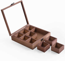 Load image into Gallery viewer, Wooden Spice Rack Organiser and Masala Dabba Style Spice Storage Box with Lid
