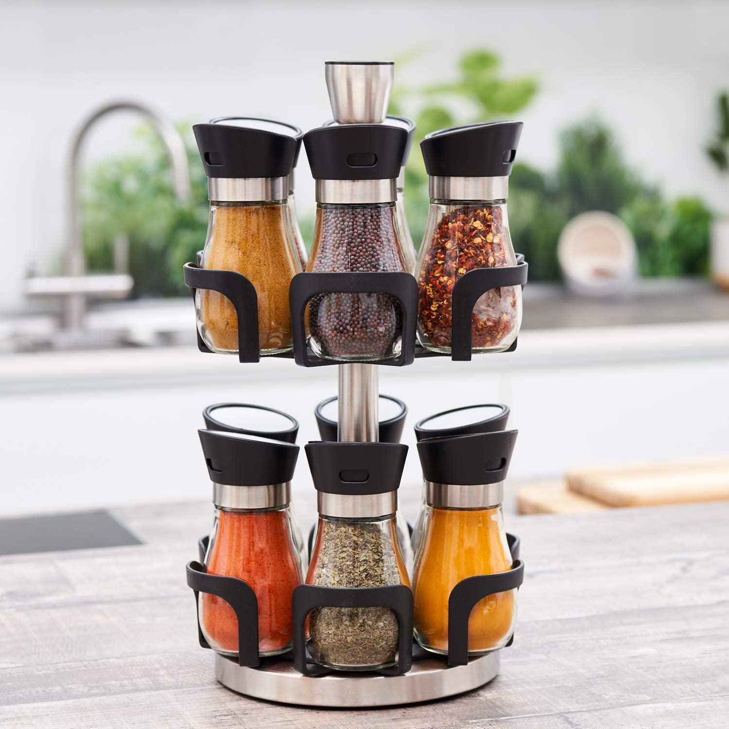 Zuvo Premium 12 Jar Revolving Spice and Herb Rack (Glass)