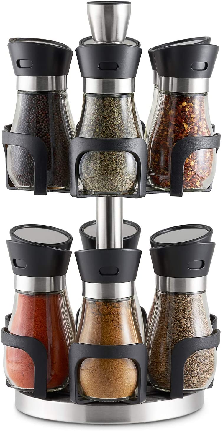 Zuvo Premium 12 Jar Revolving Spice and Herb Rack (Glass)