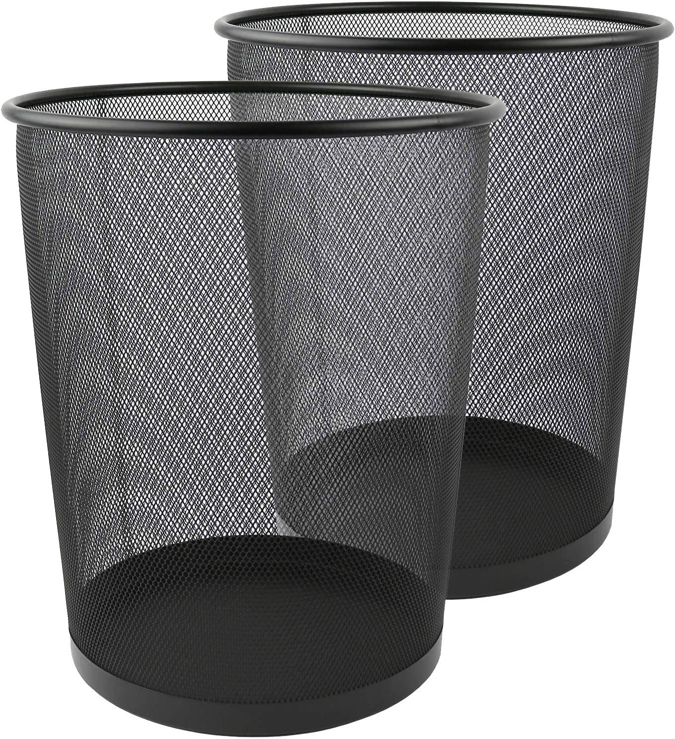 Zuvo Circular Mesh Waste Bin, Metal Black, 19 x 24.5 x 26 cm (Pack of 2)