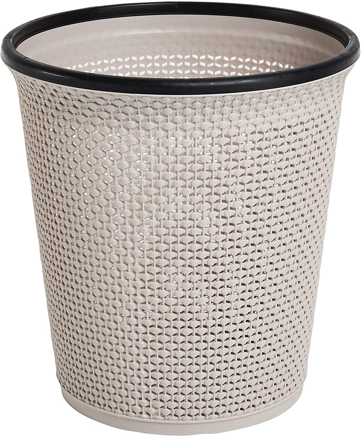 Zuvo Waste Paper Bin and Trash Bin In Plastic Rattan Style With Contemporary Look