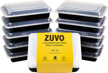 Load image into Gallery viewer, Zuvo 15 Pack 1 Compartment Meal Prep Bento Box. Reusable Plastic Food Container
