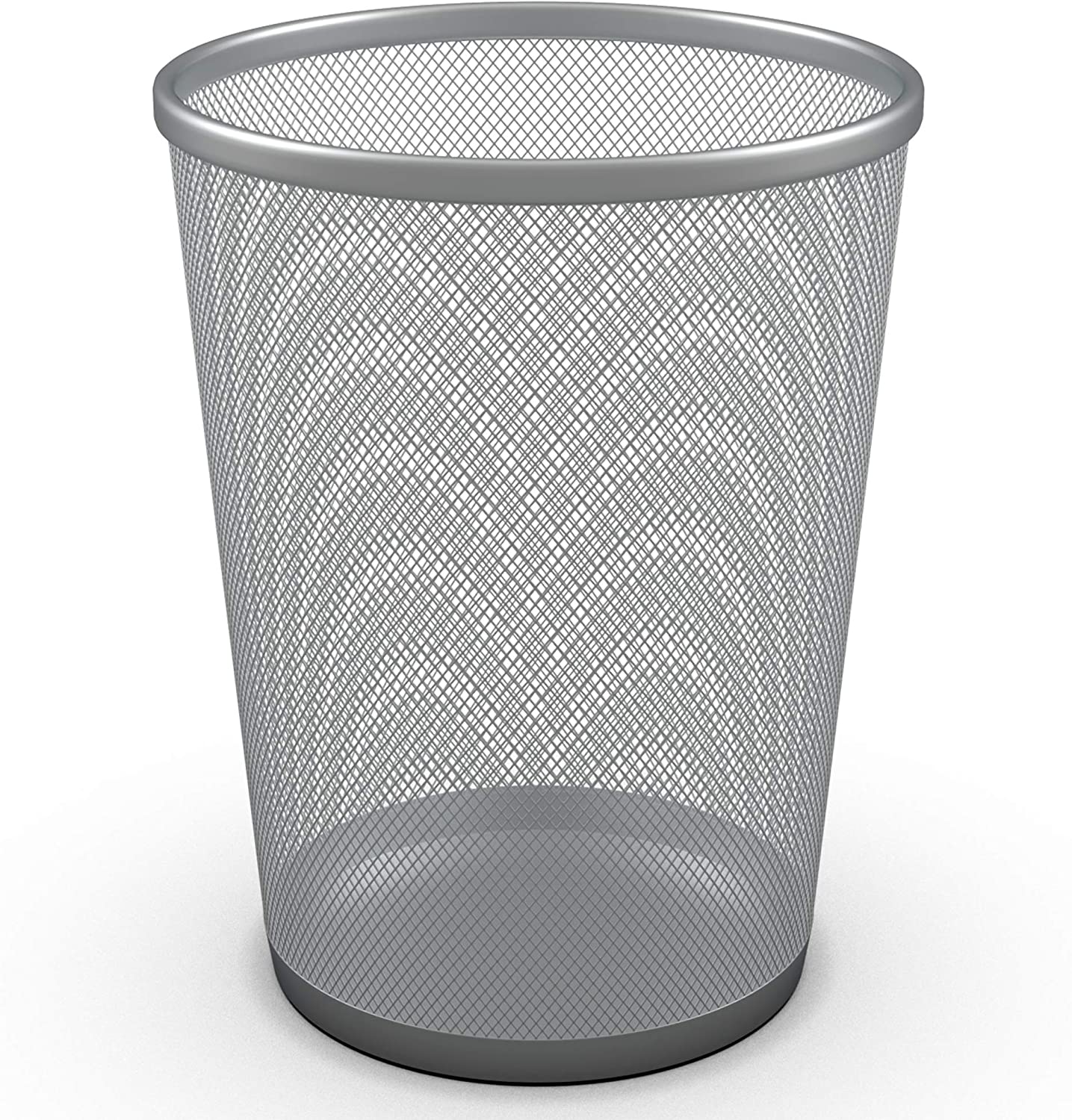 Zuvo Silver Round Metal Mesh Waste Paper Bin Lightweight Pack of 2